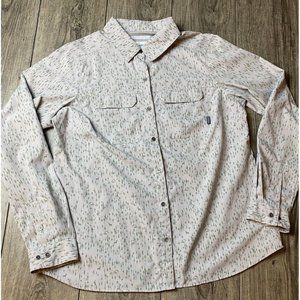 COLUMBIA Omni-Shade Button Down Top Forest Pattern Lightweight Vented Women's L